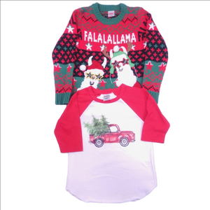 Festive Red and Green Kids Sweater and Shirt Set Size 4T